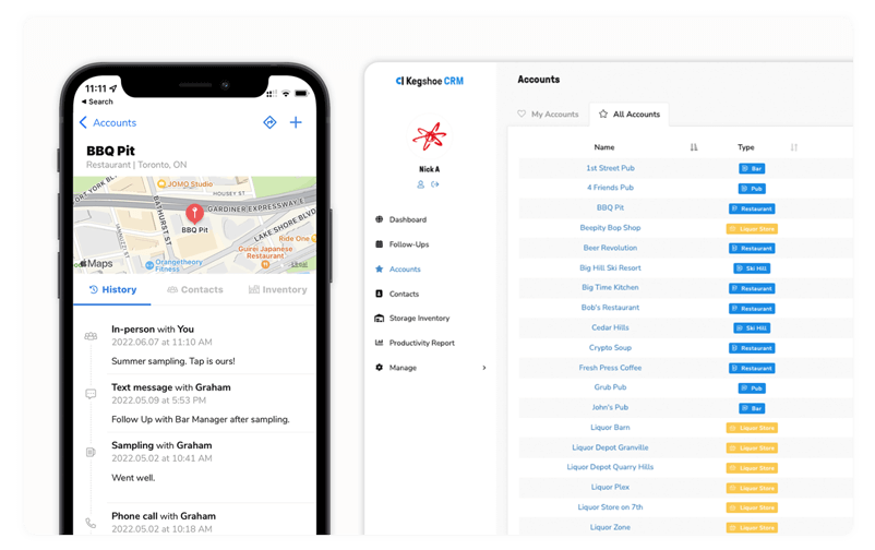 Kegshoe CRM app and dashboard